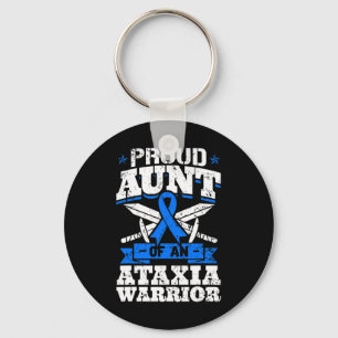Proud Aunt Of An Ataxia Warrior Awareness Ribbon D Keychain