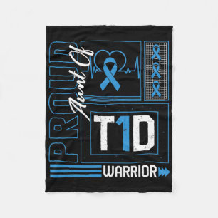 Proud Aunt Of T1d Warrior Ribbon Diabetes Awarenes Fleece Blanket
