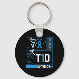 Proud Aunt Of T1d Warrior Ribbon Diabetes Awarenes Keychain