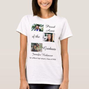 Proud Aunt of the Graduate Custom Photos Name  T-Shirt