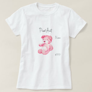 Proud Aunt Pink Teddy Bear T-shirt Baby Shower