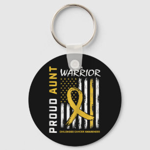 Proud Aunt Warrior Childhood Cancer Awareness Amer Keychain