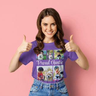 Proud Auntie Aunt 5 Photo Picture Collage Montage T-Shirt
