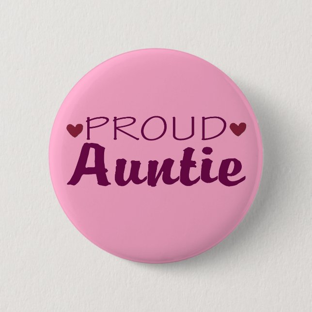 Proud auntie cute heart pink button (Front)
