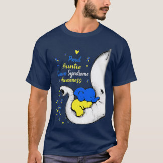 Proud Auntie Down Syndrome Awareness Day Elephant T-Shirt
