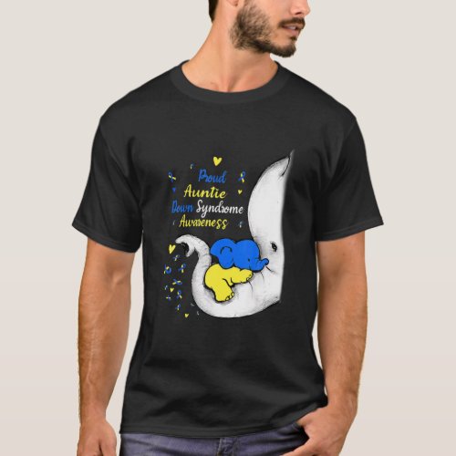 Proud Auntie Down Syndrome Awareness Day Elephant T_Shirt
