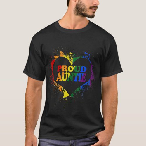 Proud Auntie LGBT pride rainbow Heart Flag _ Mothe T_Shirt