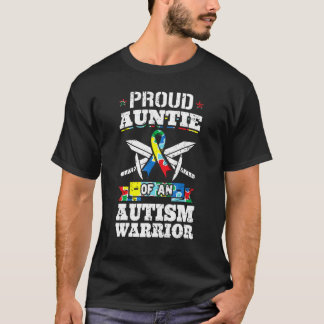 Proud Auntie Of An Autism Warrior Autistic Awarene T-Shirt