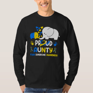 Proud Aunty Down Syndrome Awareness Yellow Blue Ri T-Shirt