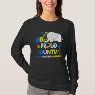 Proud Aunty Down Syndrome Awareness Yellow Blue Ri T-Shirt