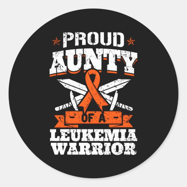 Proud Aunty Of A Leukemia Warrior Tia Awareness Bl Classic Round Sticker (Front)