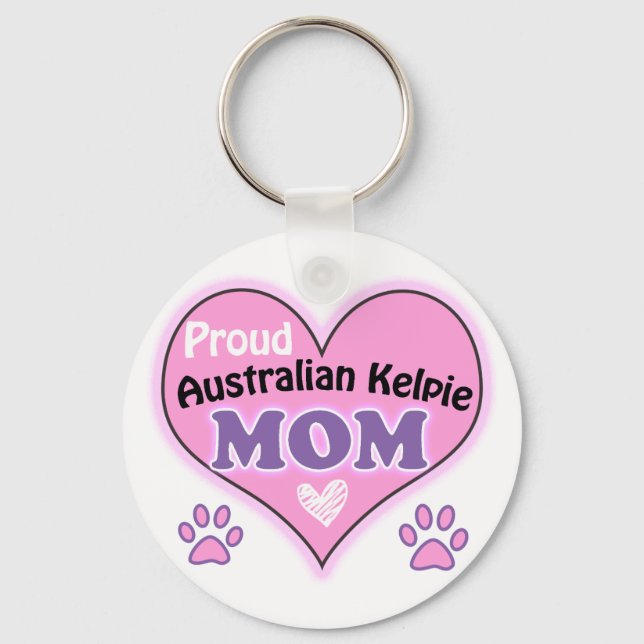 Proud Australian Kelpie Mom Keychain (Front)