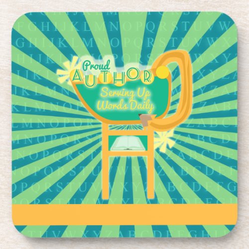 Proud Author Retro Style Diner Sign Coaster