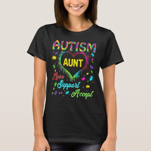 Proud Autism Aunt Love Support Accept Help Awarene T_Shirt