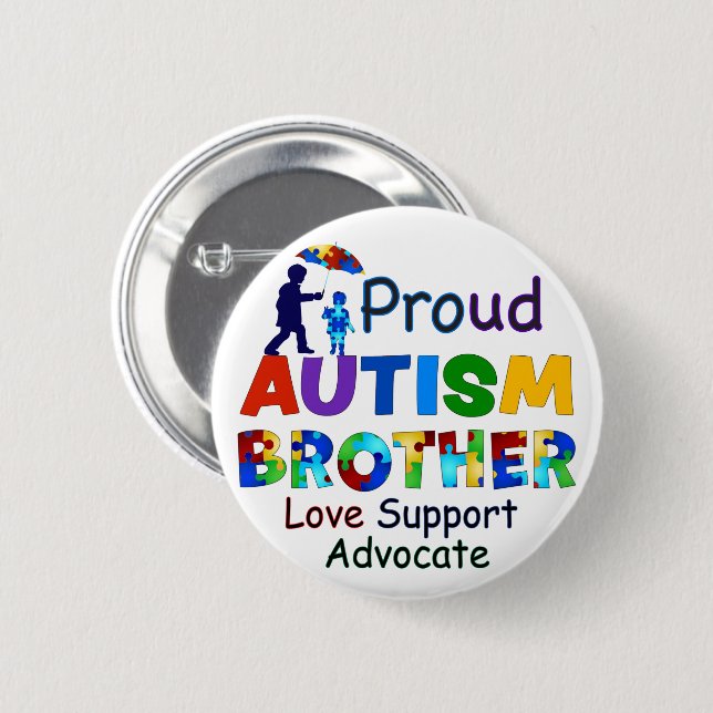 Proud Autism Brother Button (Front & Back)
