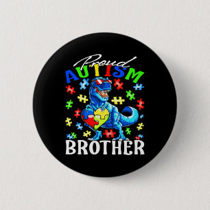 Proud Autism Brother Dinosaur Autism Awareness Button