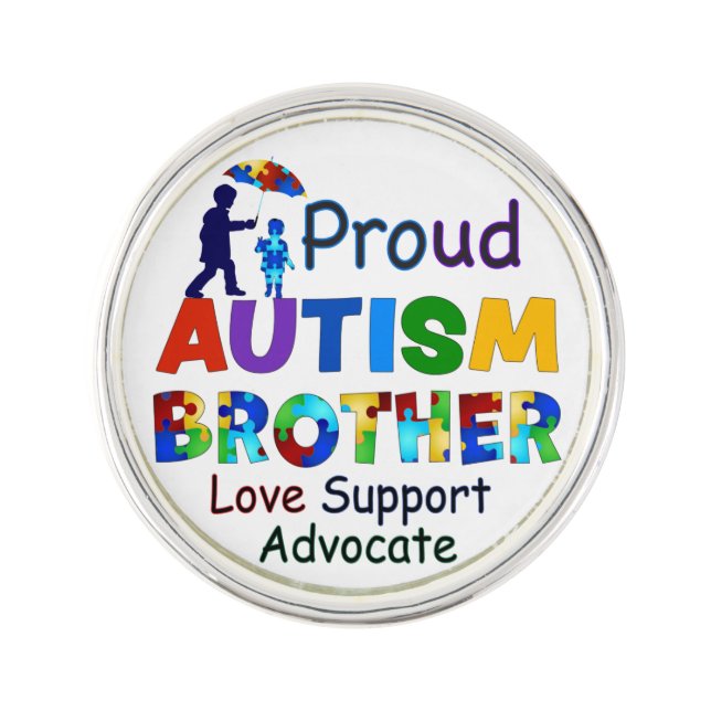 Proud Autism Brother Lapel Pin (Front)
