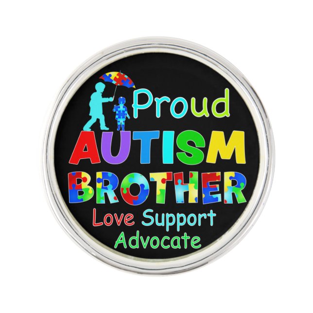 Proud Autism Brother Lapel Pin (Front)
