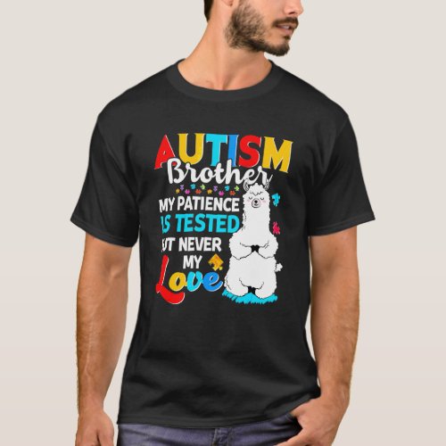 Proud Autism Brother Llama Puzzle Autism Awareness T_Shirt