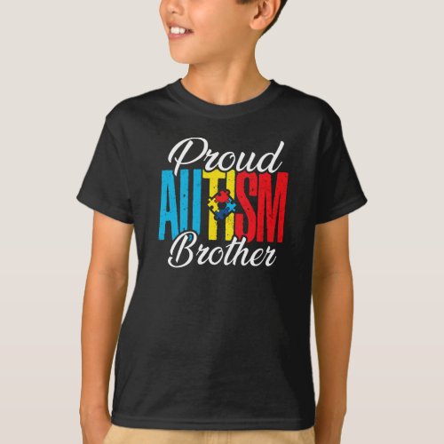 Proud Autism Brother Sibling Autism Awareness Day T_Shirt