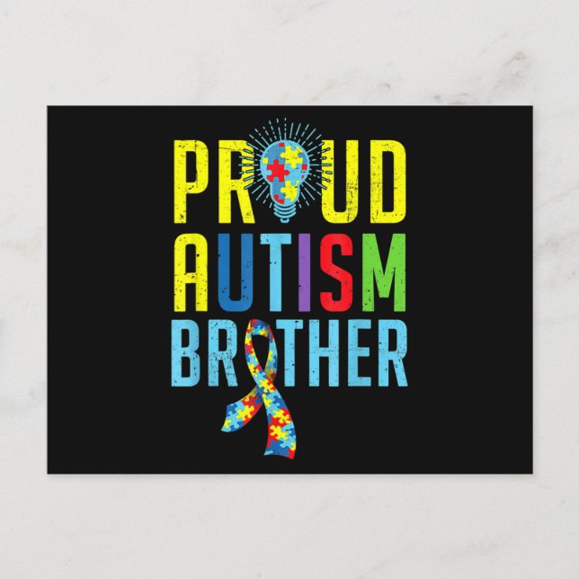 Proud Autism Brother  Sibling Autism Awareness T-S Postcard (Front)