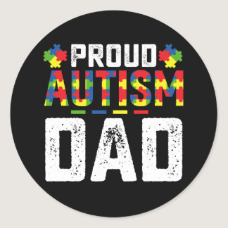 Proud Autism Dad Awareness Autistic Family Classic Round Sticker