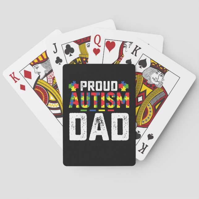 Proud Autism Dad Awareness Autistic Family Poker Cards (Back)
