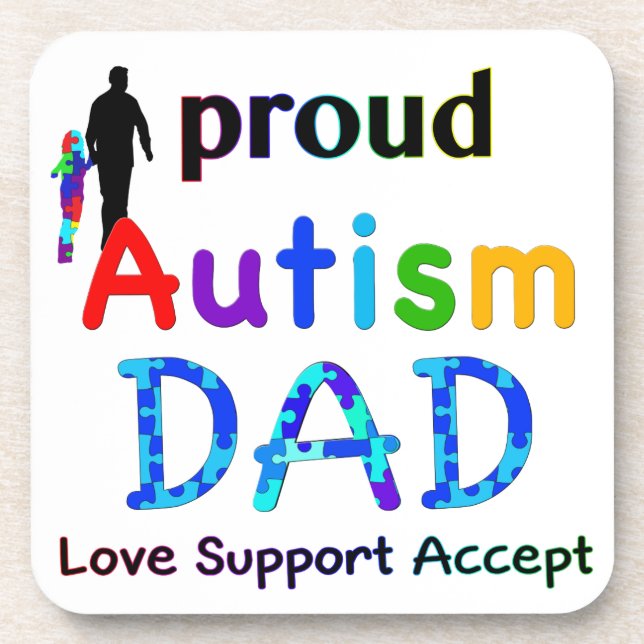 Proud Autism Dad Beverage Coaster (Front)