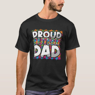 Proud Autism Dad Colorful Puzzle April Autism Awar T-Shirt