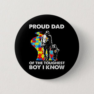 Proud Autism Dad-father And Son Autism Awareness Button
