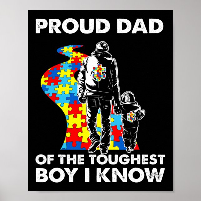 Proud Autism Dad-father And Son Autism Awareness  Poster (Front)