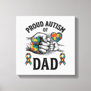 Proud Autism Dad Vintage Engraving Awareness Shirt Canvas Print