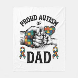 Proud Autism Dad Vintage Engraving Awareness Shirt Fleece Blanket
