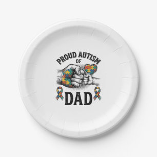 Proud Autism Dad Vintage Engraving Awareness Shirt Paper Plates