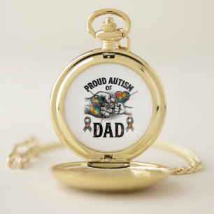 Proud Autism Dad Vintage Engraving Awareness Shirt Pocket Watch