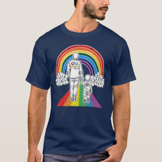Proud Autism Dad | Walking the Rainbow Puzzle Path T-Shirt