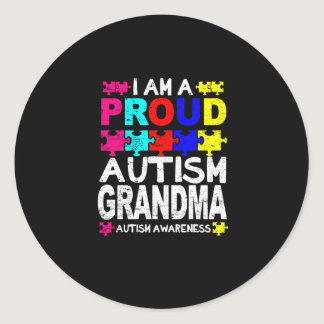 Proud Autism Grandma Autism Awareness Classic Round Sticker