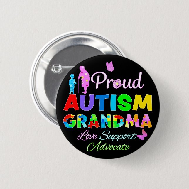 Proud Autism Grandma Button (Front & Back)