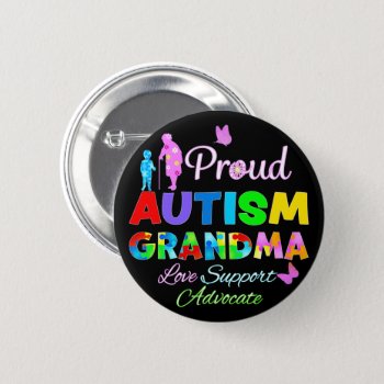Proud Autism Grandma Button by AutismSupportShop at Zazzle