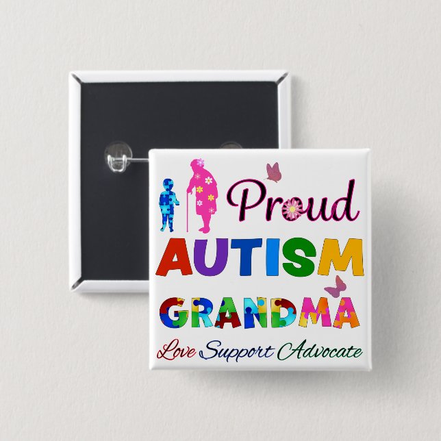 Proud Autism Grandma Button (Front & Back)