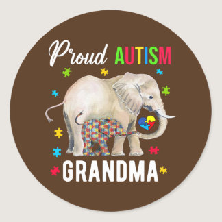 Proud Autism Grandma Funny Autism Awareness Daddy Classic Round Sticker
