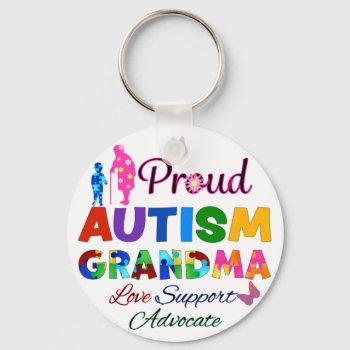 Proud Autism Grandma Keychain by AutismSupportShop at Zazzle