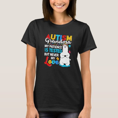 Proud Autism Grandma Llama Puzzle Autism Awareness T_Shirt