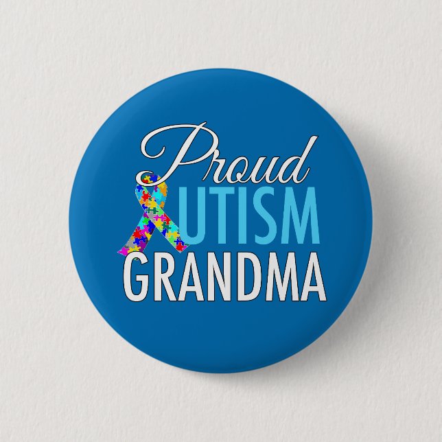 Proud Autism Grandma Pinback Button (Front)