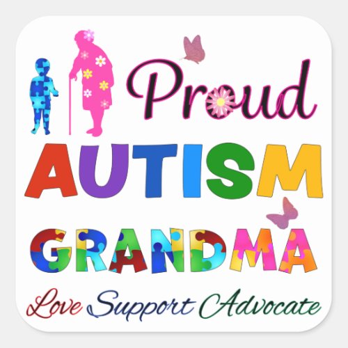 Proud Autism Grandma Square Sticker
