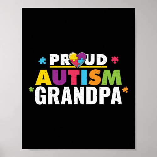 Proud Autism Grandpa Autism Awareness Poster