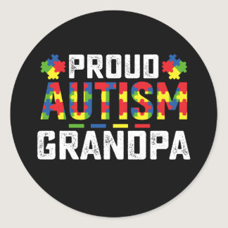 Proud Autism Grandpa Awareness Autistic Family Classic Round Sticker