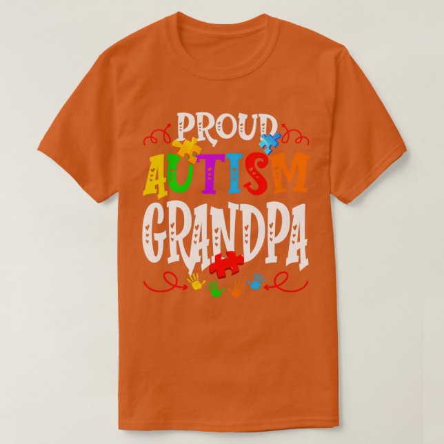 Proud Autism Grandpa Funny Autism Awareness Family T-Shirt (Design Front)