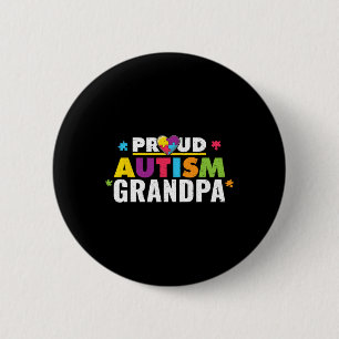 Proud Autism Grandpa Ribbon Puzzle Piece  Button