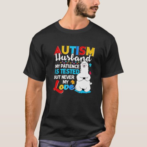 Proud Autism Husband Llama Puzzle Autism Awareness T_Shirt